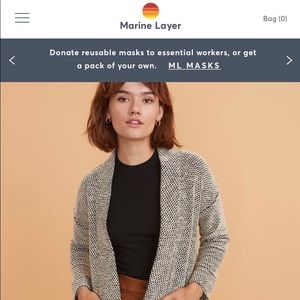 Current Marine Layer Birdseye Cardigan Black/cream